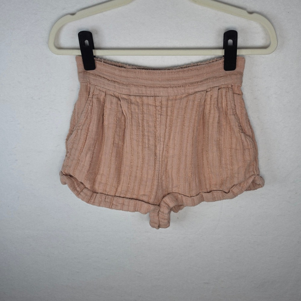 Free People Textured Gauze Shorts Light Coral Pink XS Elastic Waist